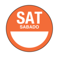 Nevs DaySpots - Saturday/Sabado 2" circle White w/Orange DDOT-SS2
